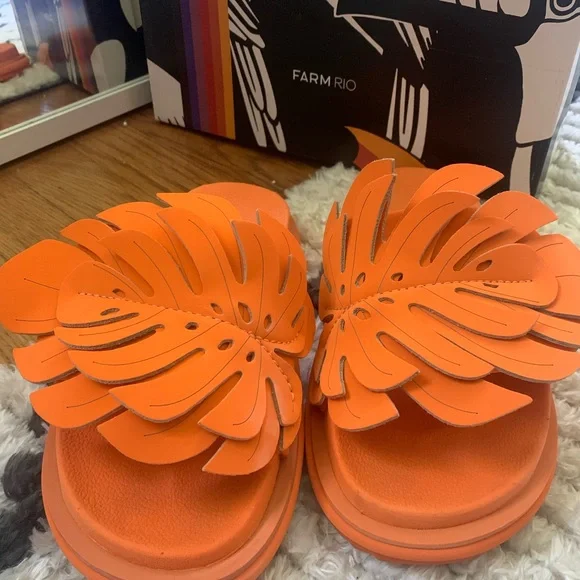 Orange Monstera Anatomic Slide Sandal - Picture 3 of 4
